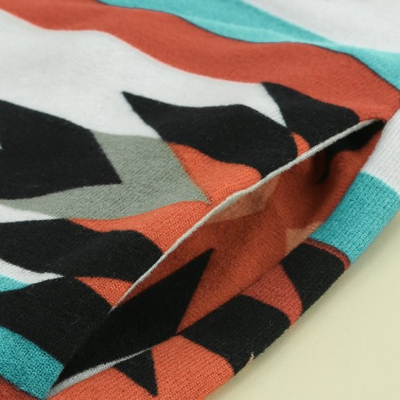 Aztec Southwest Western Multicolor Geometric Open Front Long Cardigan w/pockets - Picture 6 of 11